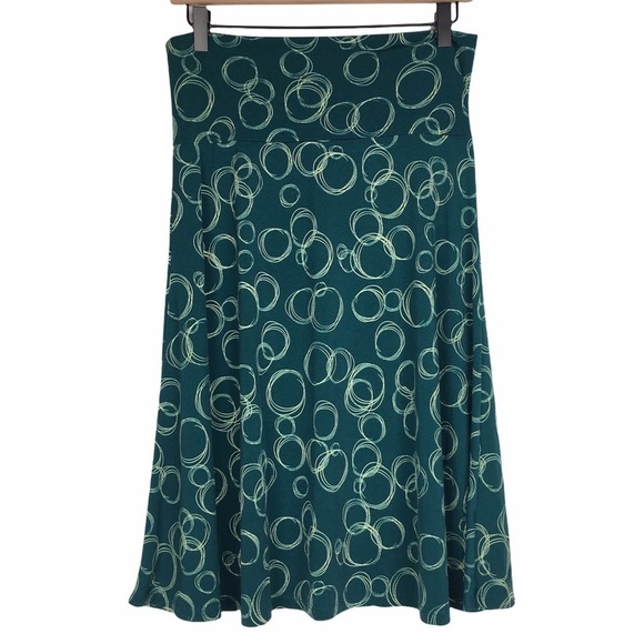 LULAROE Azure Skirt Circles Scribble Print Boho Festival Knee Length Size Medium - Picture 10 of 10